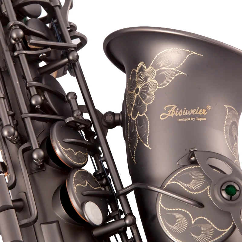 Aiweier черный никель Eb альт саксофон латунь лакированный Золотой E плоский Sax 82Z тип ключа духовой инструмент
