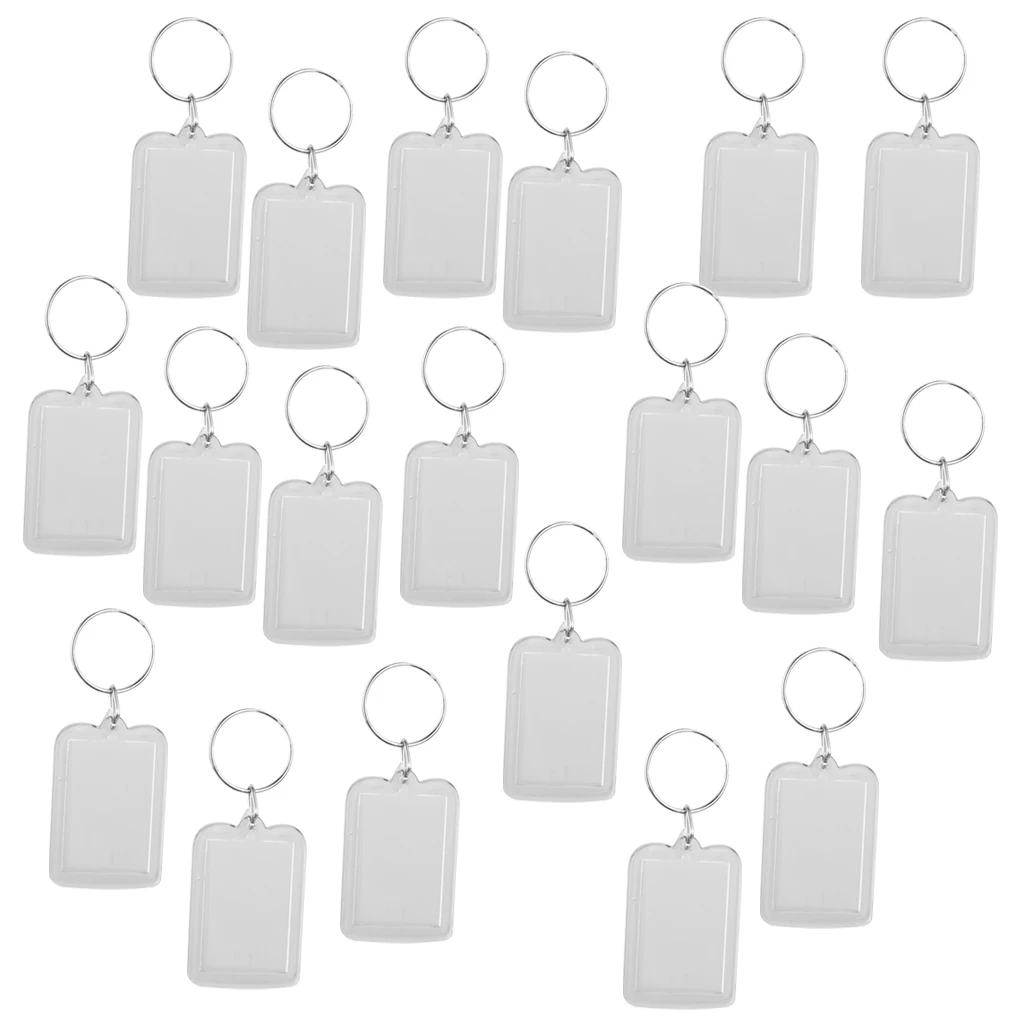 Lot of 20 Acrylic Blank Keyrings Photo Insert Keychain Picture Frame Keyring