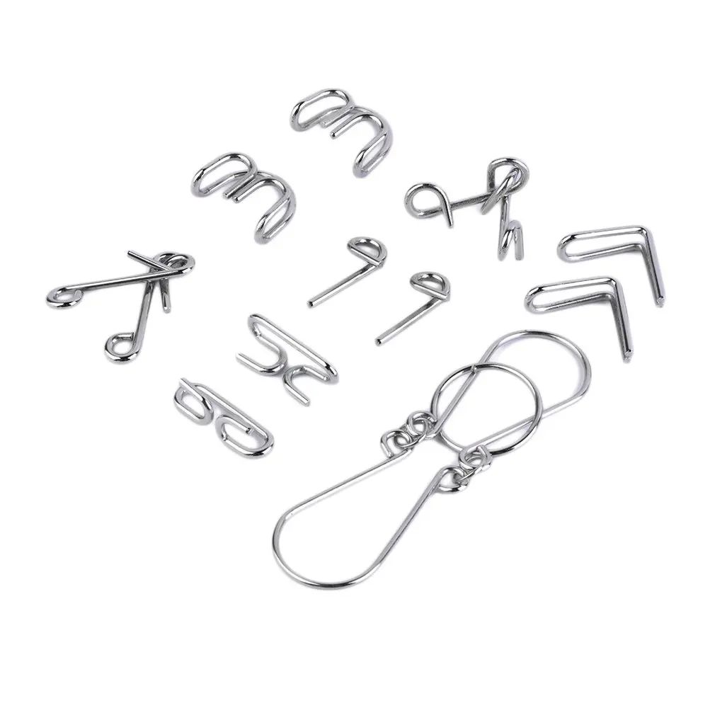 

7pcs/Set Metal Wire Puzzles Magic Trick Compact Puzzle Ring Toy IQ Test Toy Funny Mind Game Portable Brain Teaser kid adult gift