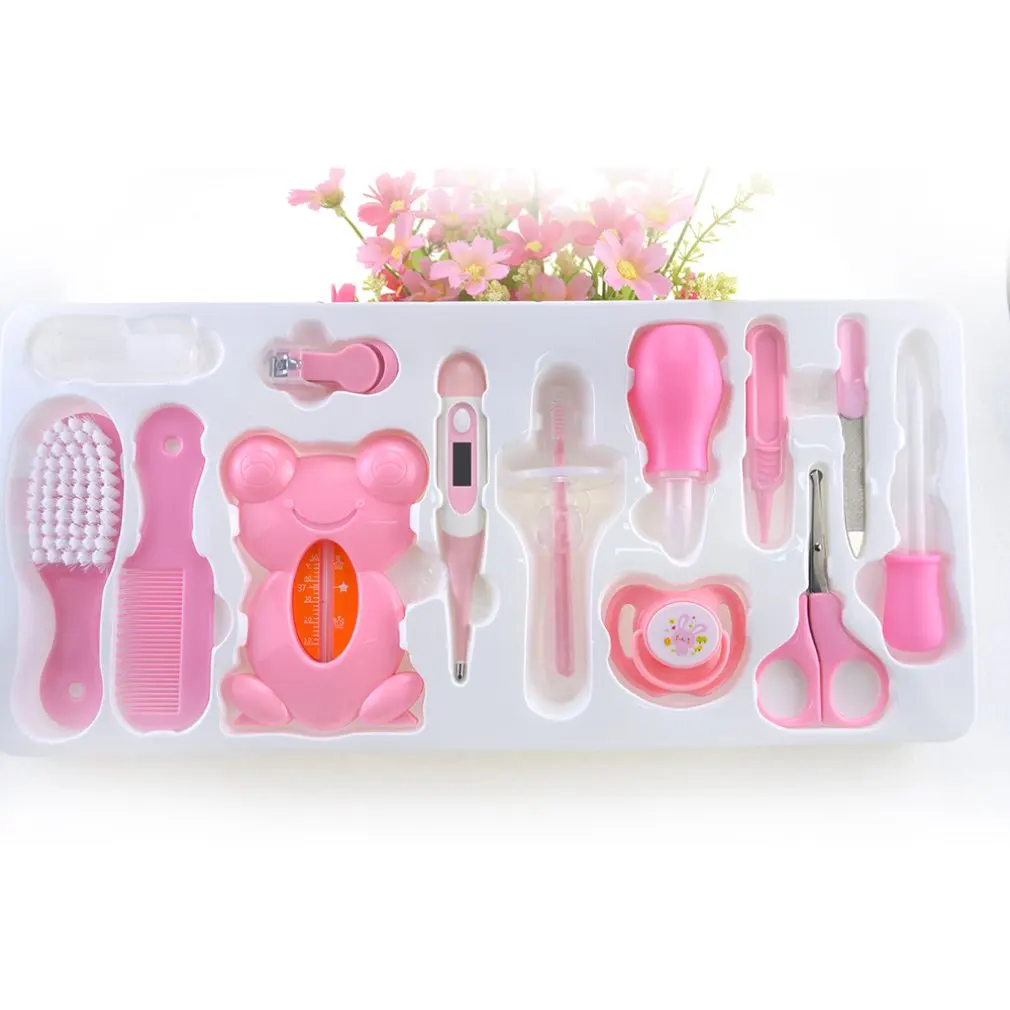 

Set Kids Nail Hair Health Care Thermometer Trimmer Scissors Safety Manicure Set Newborn Baby Care Grooming Brush Kit