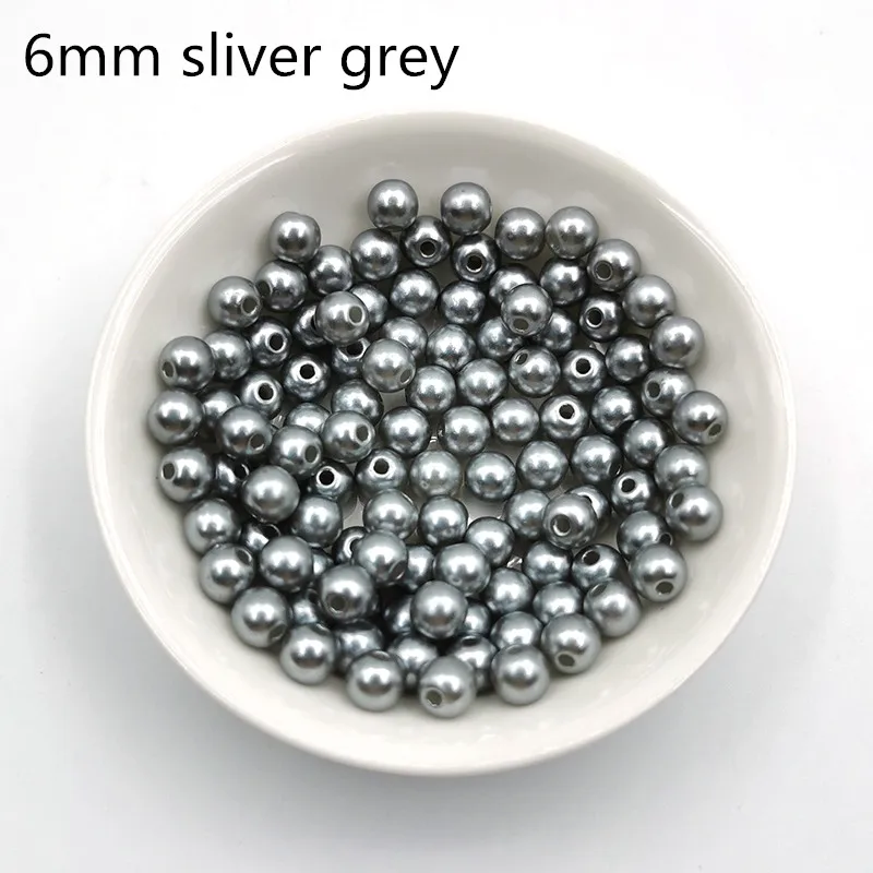 sliver grey 200 шт./пакет 6 мм отверстие ABS Круглый искусственный жемчуг бусины для шитья одежды ремесла DIY ювелирное ожерелье ручной работы аксессуары для браслетов - Цвет: sliver grey