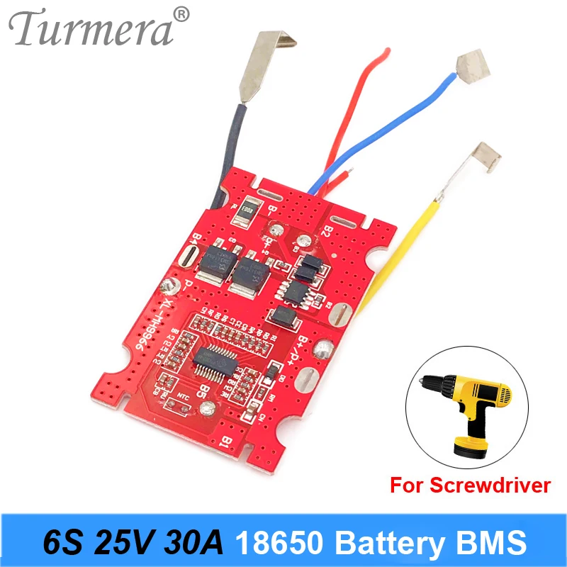 Turmera 6S 25V 30A Li Ion литиевый аккумулятор BMS 18650 отвертка для аккумулятора shura Защитная