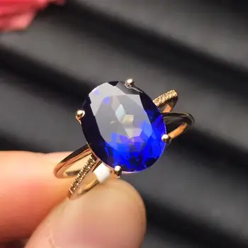 

Topaz Ring Fine Jewelry Real 18 K Rose Gold AU750 Jewellery 100% Natural Blue Topaz Gemstone Female Rings for Women Fine Ring