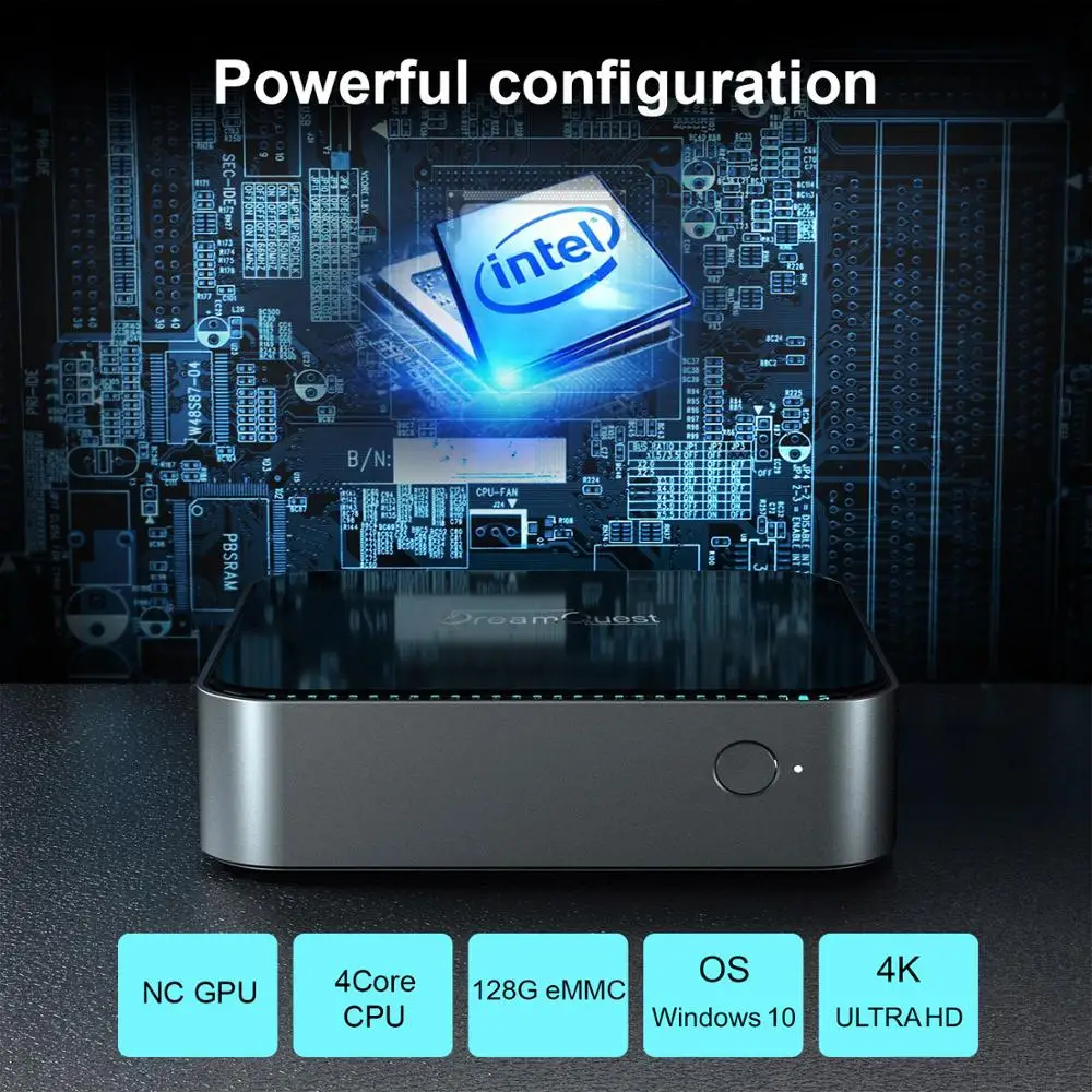 Mini PC Intel Celeron J3455 Quad core 4 LAN Gigabit 8GB 128GB 2.4G/5G Wifi Windows 10 4K VGA SATA3.0 Desktop Gaming PC Computer