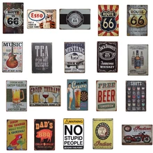 [Luckyaboy] Route 66 Mustang индийский мотоцикл без тупых людей ESSO винтажный металлический Ретро оловянный знак винтажная вывеска Бар Кафе гараж домашний декор для паба