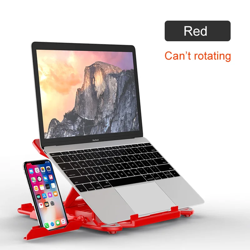360 Вращающаяся подставка для ноутбука Складная подставка для ноутбука Macbook lenovo держатель для ноутбука Компьютерная Вентиляция с держателем для телефона - Цвет: Red Normal