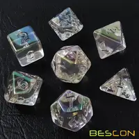 Bescon Unpainted Raw Plating Polyhedral Dice Set of Pearly Transparent, RPG Dice Set of 7 1