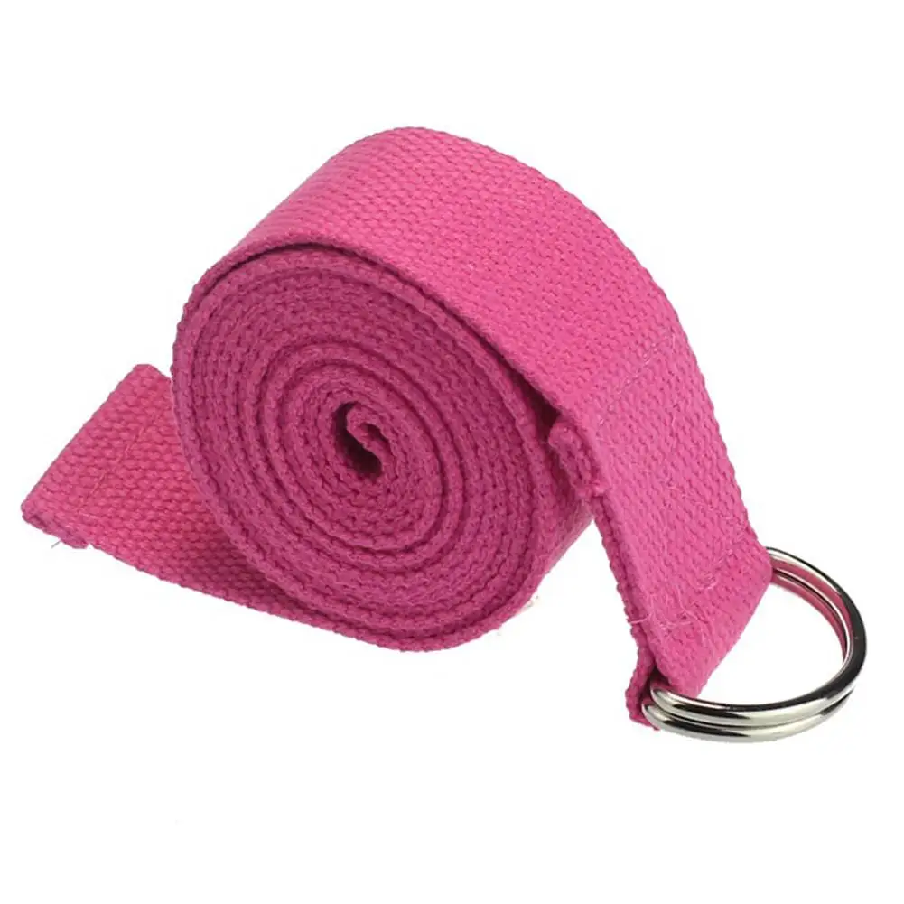 183 см, хлопок, эластичная лента для йоги, регулируемый спортивный эластичный ремень, d-образное кольцо, ремни для спортзала, талии, ног, фитнеса, йоги, пояс, Прямая поставка - Цвет: Pink