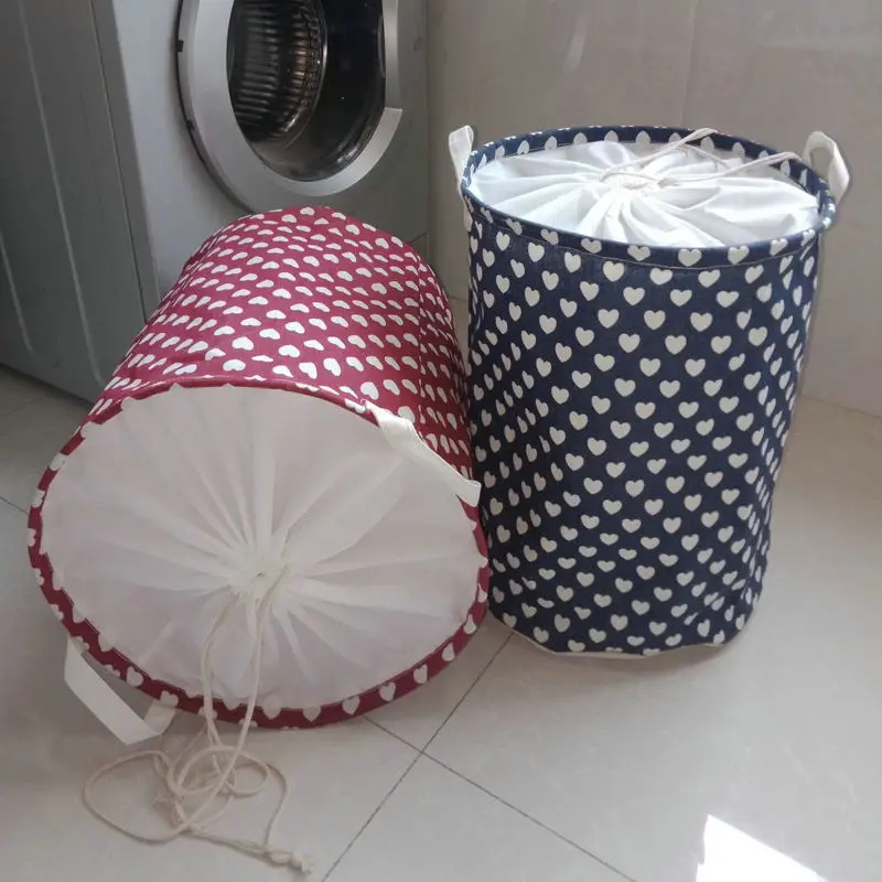 

35x45cm Drawstring Cotton Linen Clothing Collecting Bucket Hamper Washing Toy Dirty Clothes Storage Organizer Laundry Basket 1PC