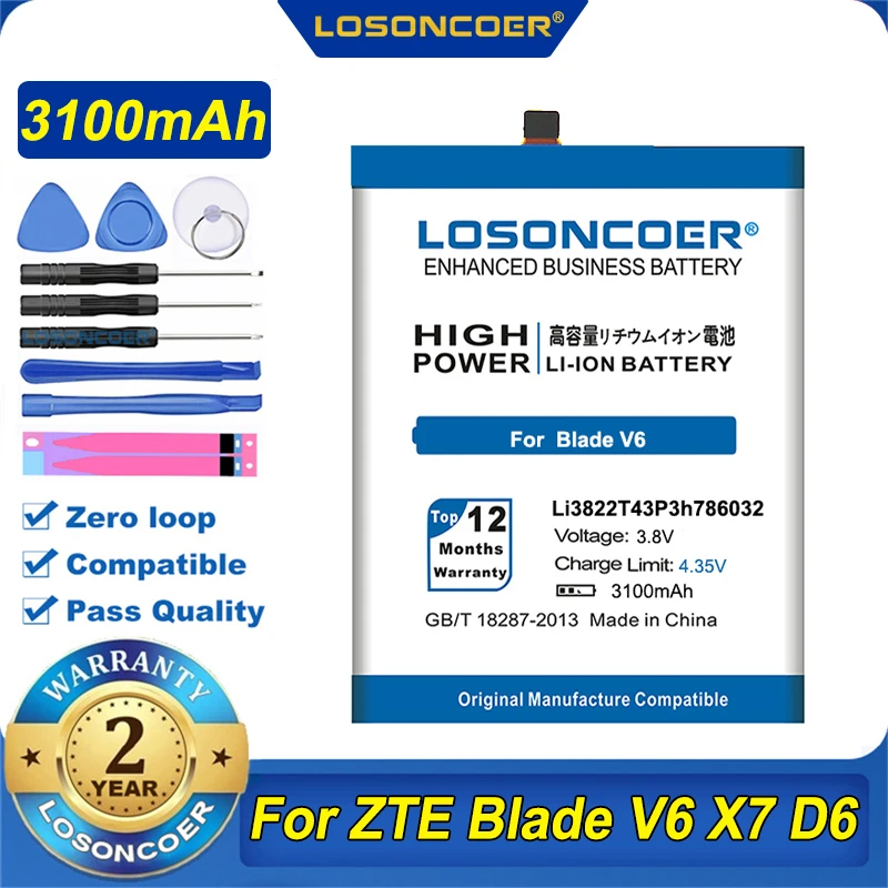 100% Оригинальный LOSONCOER 3100 мА/ч Li3822T43P3h786032 Батарея для Orbic Orbic-RC-501L/для ZTE лезвие