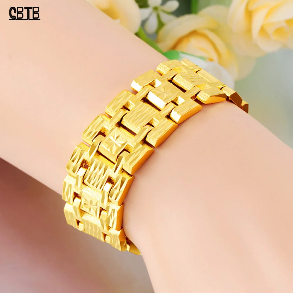 

S-shaped Double-headed Buckle Fashion Jewelry Atmosphere 22MM Wide Gold Man Bracelet Wedding Holiday Gift Accessories Wholesale