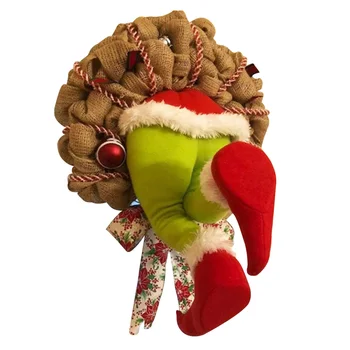 

Home Indoor Outdoor Cloth Thief Design Reusable Window Artificial DIY Door Hanging Christmas Wreath Stealer Party Decoration