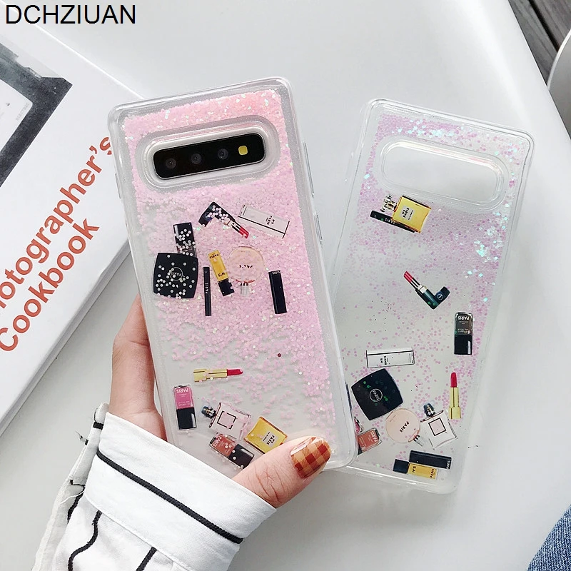 

DCHZIUAN Dynamic Cosmetrics Liquid Phone Case for Samsung Galaxy S10 S8 S9 Plus Note 8 9 Fashion Glitter Bling Quicksand Case