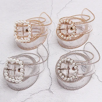 

Fashion clear belt waist belts for women 2020 transparent white pearl belt cinturon mujer plastic designer waistband ladies