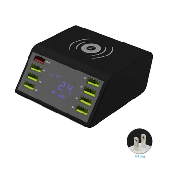 

8 USB Ports Docks Mobile Quick Charging Desktop Phone Charger Multifunctional Station Power Adapter Smart LCD Display Socket