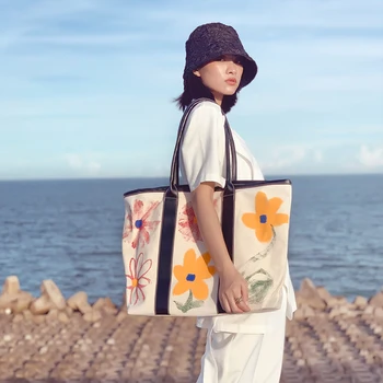 

Flower Graffiti Large Capacity Tote Bag Canvas Handbags For Women Summer Travel Beach Bag Shoulder Bags Women Borsa a tracolla