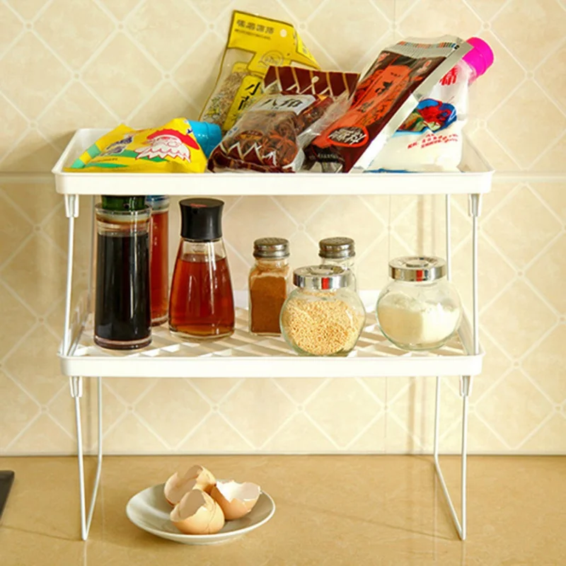 

1PC Multi-Purpose Kitchen Storage Rack Plastic Folding Shelf Organier For Kitchen Bathroom Practical Tool