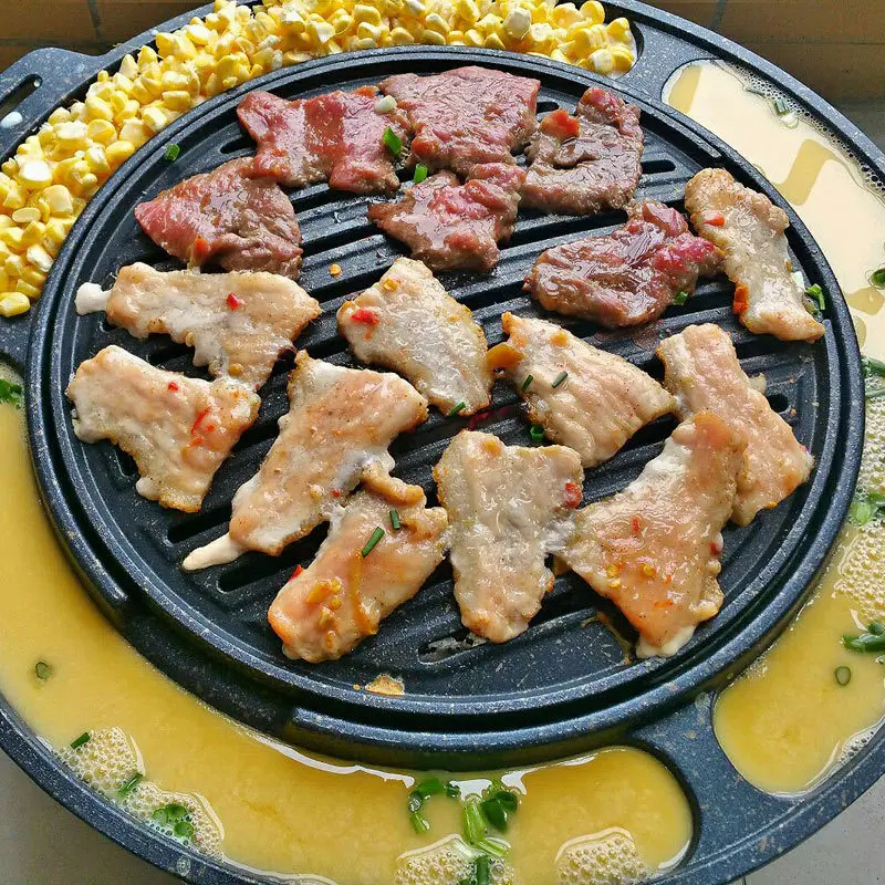 Korean barbecue baking pan chicken cake commercial BBQ pan non stick griddle plate bakeware restaurant household grill net