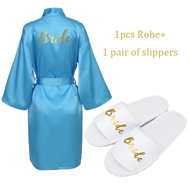 Teal Blue Owiter/Коллекция года; Бордовое платье; атласный шелковый халат и тапочки; Свадебный банный халат; одежда для невесты и подружки невесты; женское кимоно; вечерние Халаты; подарки - Цвет: Teal Blue