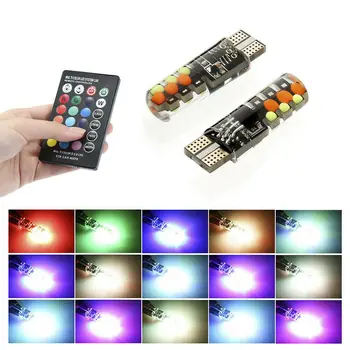 

T10 W5W 501 RGB Car Lights Colour Changing Bulbs Remote Control 2W High quality