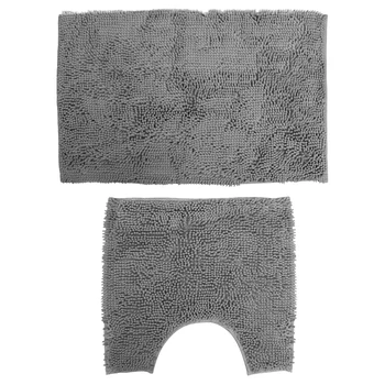 

2Pcs Bathroom Absorbent Pad Non-Slip Rug Chenille Bath Rug Kitchen Mat Bathroom Mat