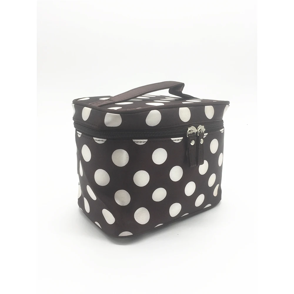 WOMENS COSMETIC ORGANIZER BAG FOR MAKE UP BIG DOTS CLASSIC DESIGN 5 COLORWAY PORTABLE SOFT BOX MIRROR RBAGS