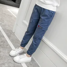 Штаны для девочек осенний Стильный комбинезон для маленьких девочек Детские однотонные штаны с высокой талией