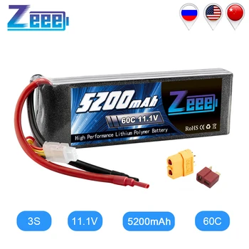 Zeee 11.1V RC Lipo Battery 5200mAh 3S Rechargeable RC Battery FPV 60C with Deans Plug XT60 for RC Car Truck Helicopter Quad Boat 1pcs lipo battery 11 1v 14 8v 1600mah 70c lipo battery 3s 4s for rc helicopter rc car boat quadcopter remote control toys