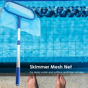 

Skimmer Net Swimming Pool Cleaning Leaf with Telescopic Pole Pool Ponds Tools for Family Outdoor Swimming Accessories