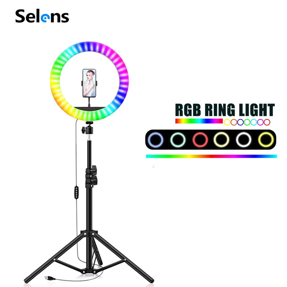 

10 inch RGB Ring Light With Tripod Phone Clip Selfie Colorful Photography Lighting for TikTok Vlogging Short Video YouTube Live