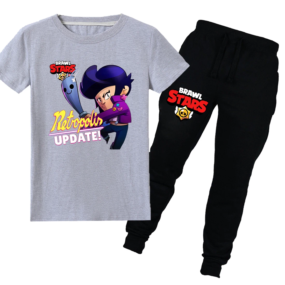 Съемка с изображением популярной игры Leon Спайк Повседневная футболка черные брюки спортивный костюм унисекс спортивные костюмы для Одежда для тинейджеров 2 шт./компл