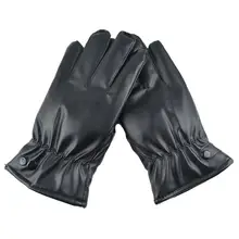 Luvas masculinas luvas de inverno preto manter tela quente à prova de vento condução outono inverno pu couro luvas de negócios