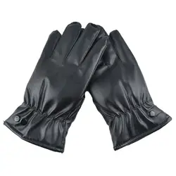 Men's Gloves Black Winter Mittens Keep Warm Screen Windproof Driving Autumn Winter PU Leather Gloves Business