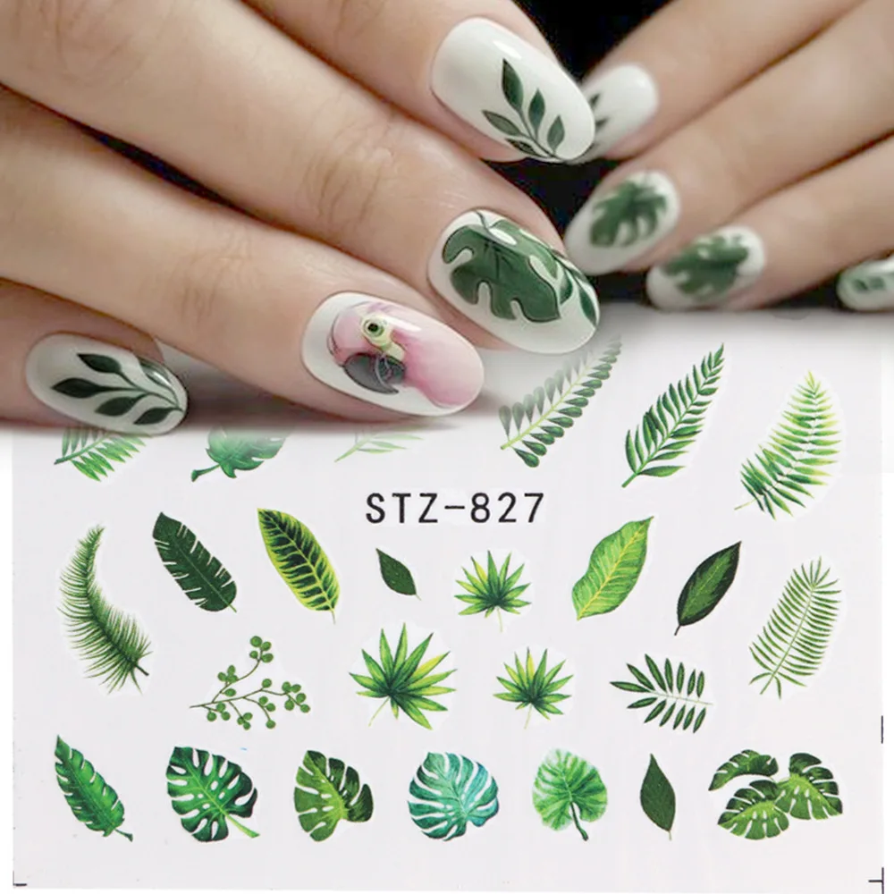 

1 Sheet Feather Nail Art Sticker Nail Water Decals Nail Designs Decorations Transfer Stickers Tattoo Nails Decals Tools 19 Color