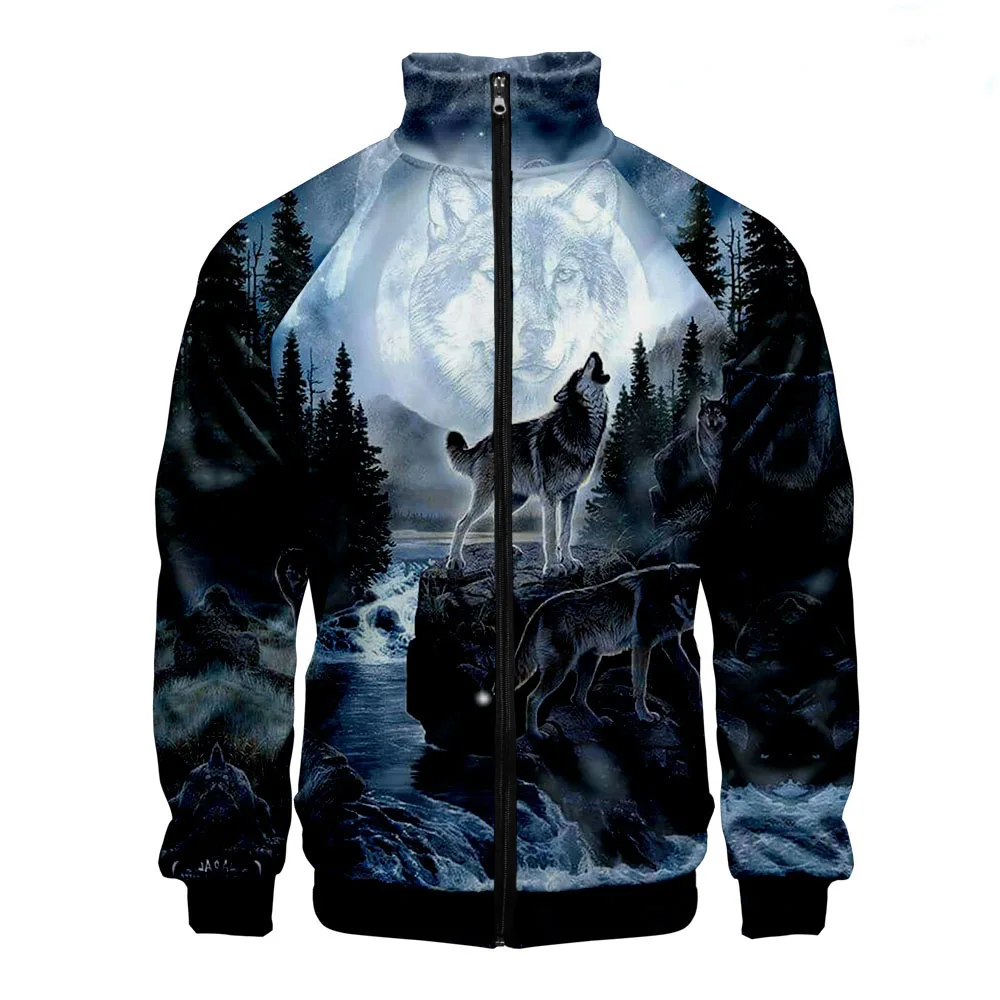 

Zipper Sweatshirt Hip Hop Hoodies Fashion Autumn and Spring Clothes Beast Wolf Men/ Jackets All-match Tops Wild Animal 3D Print
