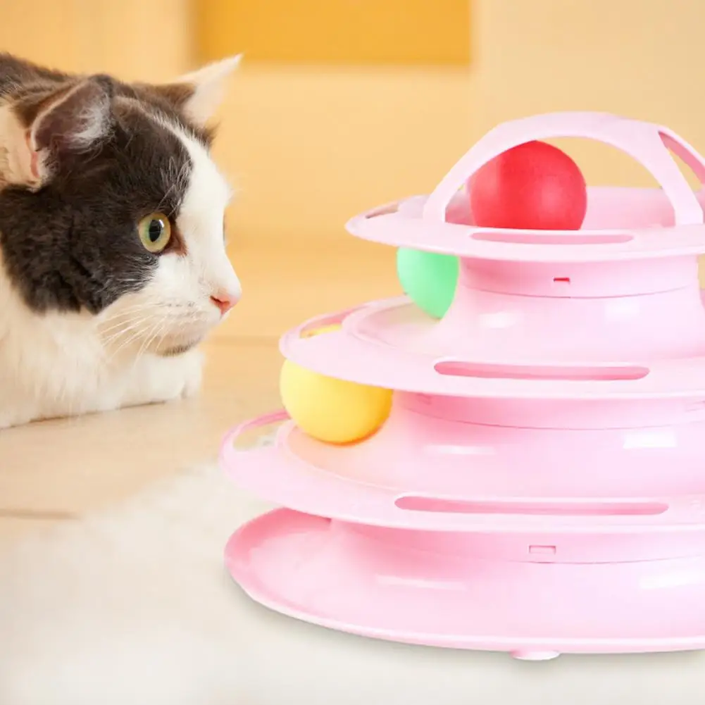 Cat Toy Tower 4 Levels Tunnel Interactive Intelligence Training Tray Pet Products Moving Balls Track | Дом и сад