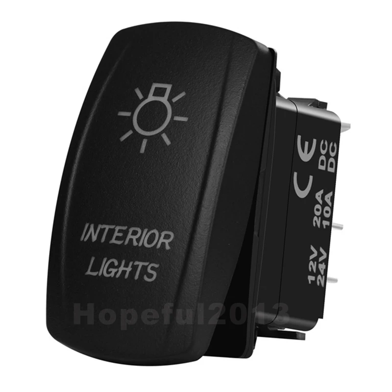 12V 20A Blue LED Waterproof Laser Rocker Switch - IP68 Rated