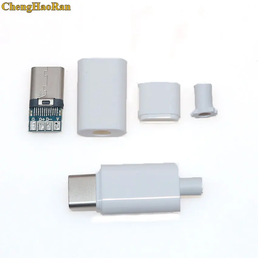 White ChengHaoRan 10 комплектов OTG USB-3.1 сварочный Штекерный соединитель USB 3,1 type C разъем с печатной платой вилки 4 в 1 DIY адаптер - Цвет: White