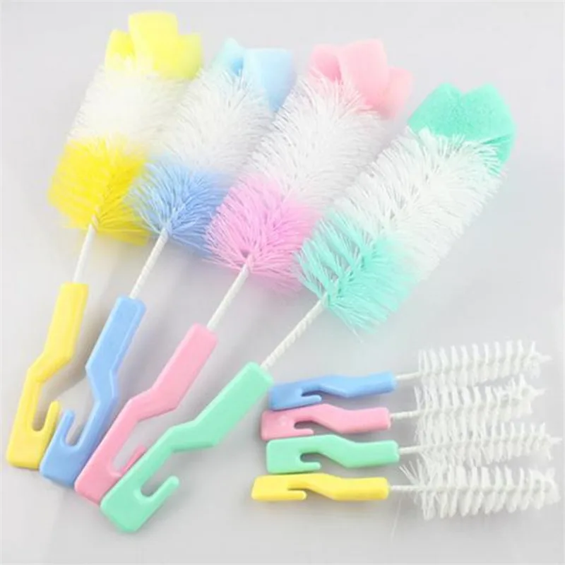 Special Price 2Pcs/set Baby Nipple Milk Bottle Cup 360 Degree Sponge Cleaner + Pacifier Brush BxpKNEKk