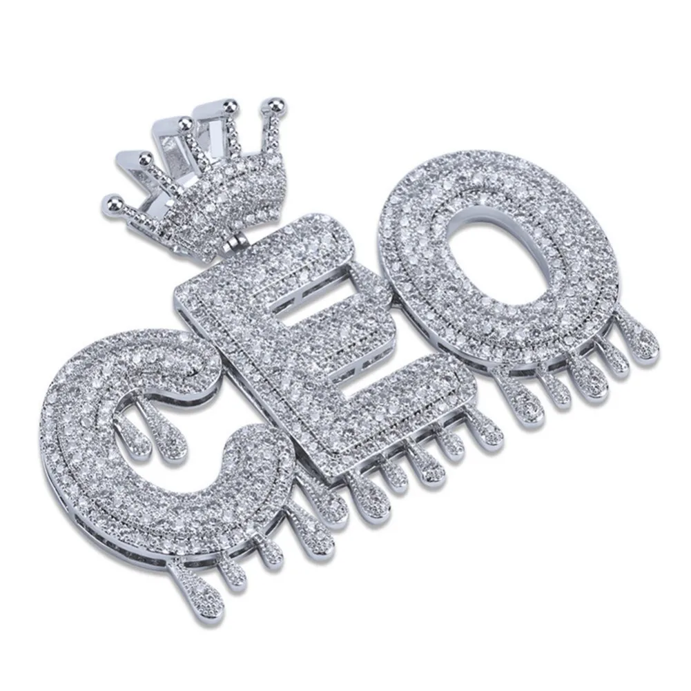 Пользовательское имя Iced Out Корона пузырь цепочка с буквами ожерелья с подвесками для мужчин амулеты Циркон хип-хоп ювелирные изделия колье ожерелье для женщин