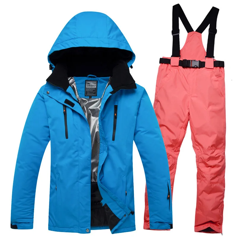 Лыжный костюм для мужчин и женщин, новинка, лыжная куртка, комбинезон, штаны, комплект из 2 предметов, уличная лыжная одежда, водонепроницаемая лыжная куртка, пальто - Цвет: 12