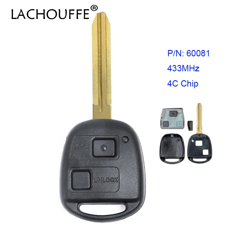 

LACHOUFFE for Toyota Corolla RAV4 Yaris Replacement Remote Control Car Key Fob 433MHz 4C Chip P/N 60081