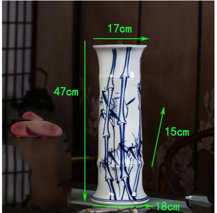 Chinese Jingdezhen Ceramic Tube Rich Bamboo Vase Flower Arrangement Livingroom Home Figurines Craft Office Furnishing Decoration - Цвет: style7-L