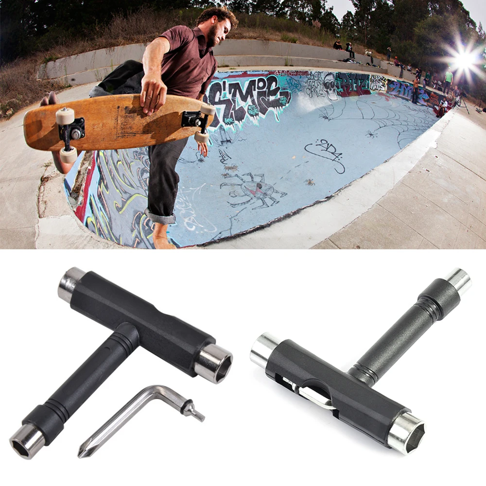 T Shape Skateboard Wrench Kit Multifunction MTB Bike Electric Scooter Repair Tools Snowboard Wrench Assembly, skateboard tools,skateboard accessories