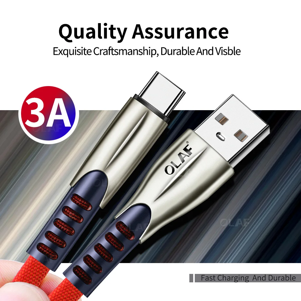 OLAF 3A usb type C кабель 3 м для huawei P20 P30 Lite type-C USB C кабель Быстрая зарядка для samsung S10 S9+ S8+ кабели для мобильных телефонов