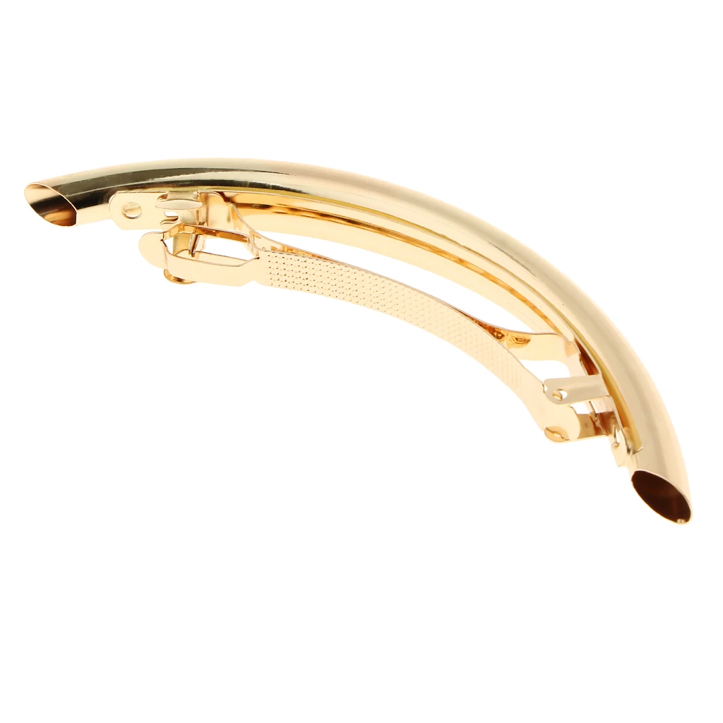 Elegant Leaf Automatic Spring Hair Barrette Metal Tube Automatic French Barrette Hair Clip Large Hairpin Ponytail Holder Jewelry