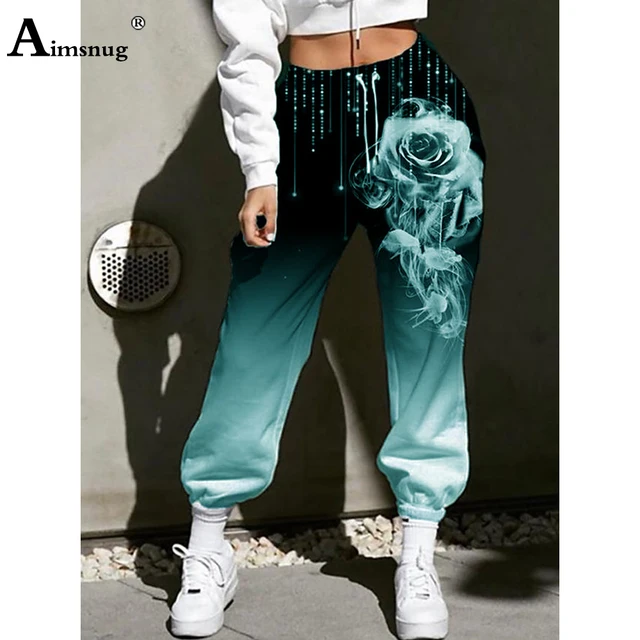 2021 Autumn Boho Flower Print Pants Women Fashion Harem Pants Casual All-matched Loose Elastic Waist Trousers Plus Size S-5XL green