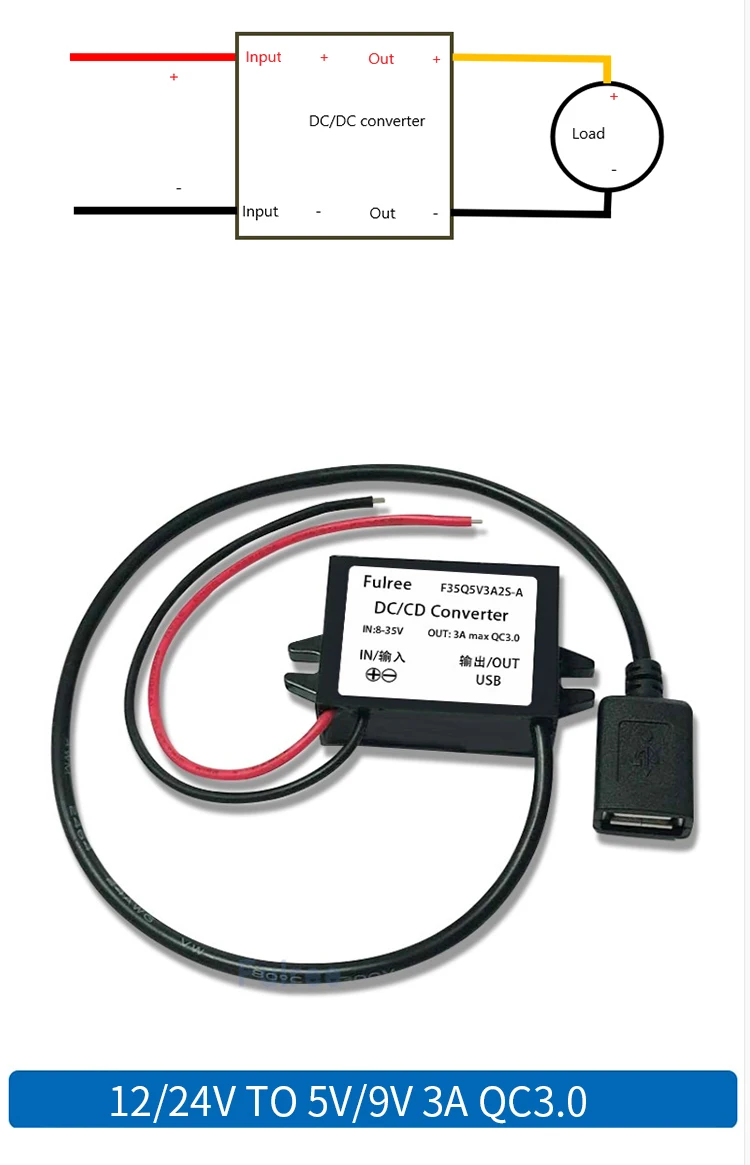 Черный понижающий преобразователь 12 V/24 V To 3V 5V 9V Duble USB выход адаптер питания 4,6x2,7x1,4 cm Интегральные схемы