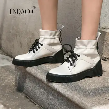 

2020 New New Designer Women Boots Winter Patent Leather Ankle Boots Height Increasing White Boots ZIP Shoes Autumn