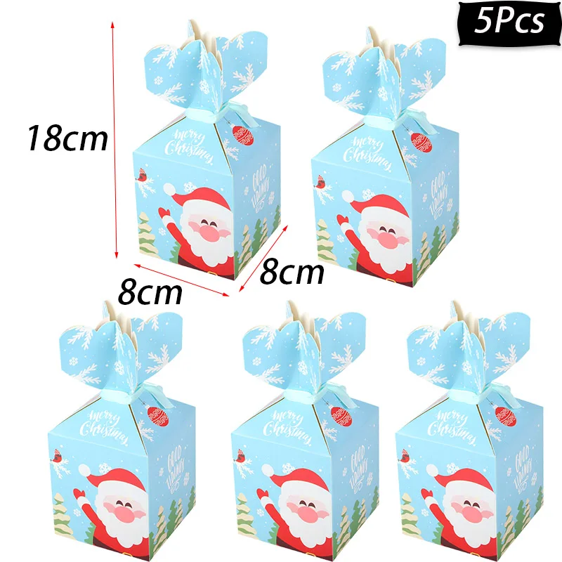 5pcs paper box 5 шт. рождественские коробки для конфет, Рождественская елка, лось, Подарочная коробка с рождеством, подарок для гостей, яблоко, коробка, Kerst, новогодние принадлежности, Noel Декор - Цвет: 5pcs paper box